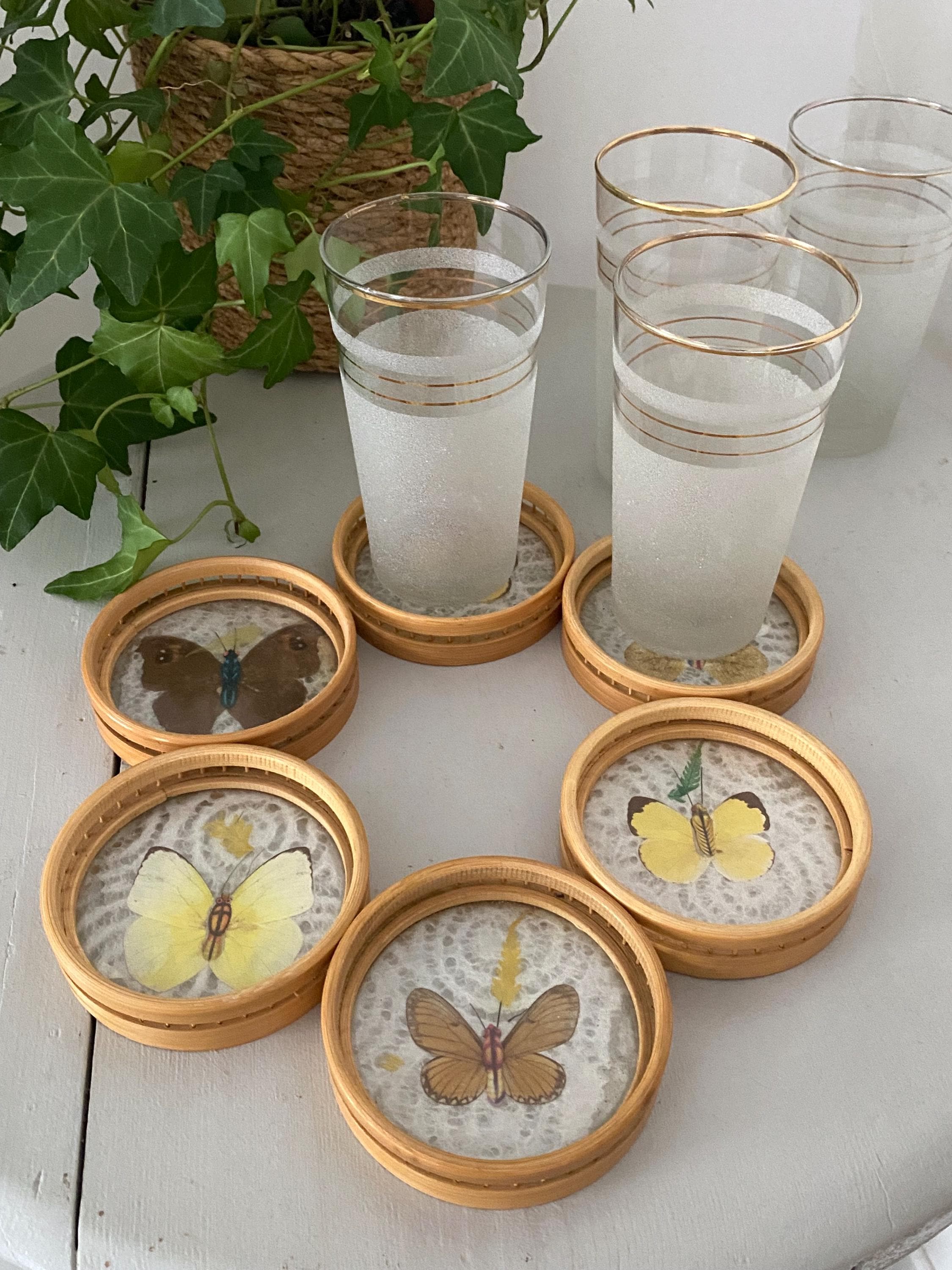 Lot De 6 Dessous De Verre Carrés En Liège - Motif Rudbeckia Color