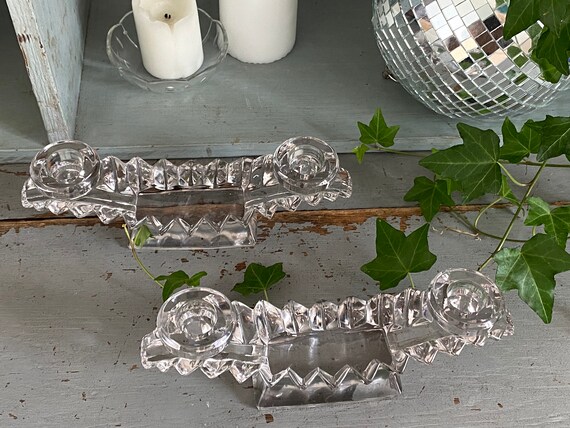 ガラス製キャンドルスタンド2個セット、アンティークキャンドル