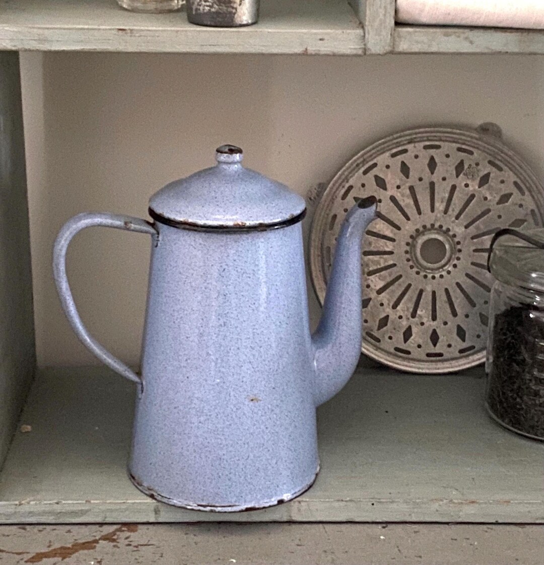 エナメルコーヒーポット、アンティークコーヒーポット、カントリー