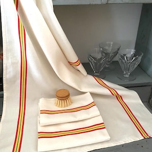 3 fine old tea towels, cotton and linen hand towels, old linen
