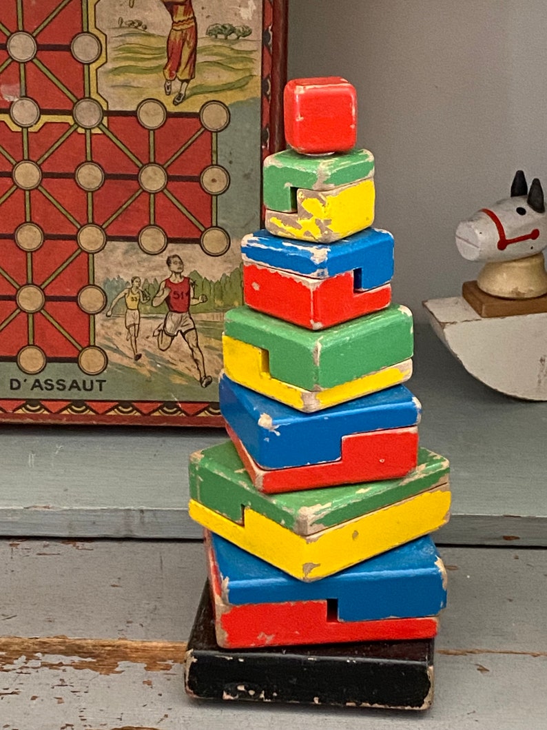 RESERVED Old Construction Toy, Wooden Toy, Antique Toy, Puzzle, Gift Etsy