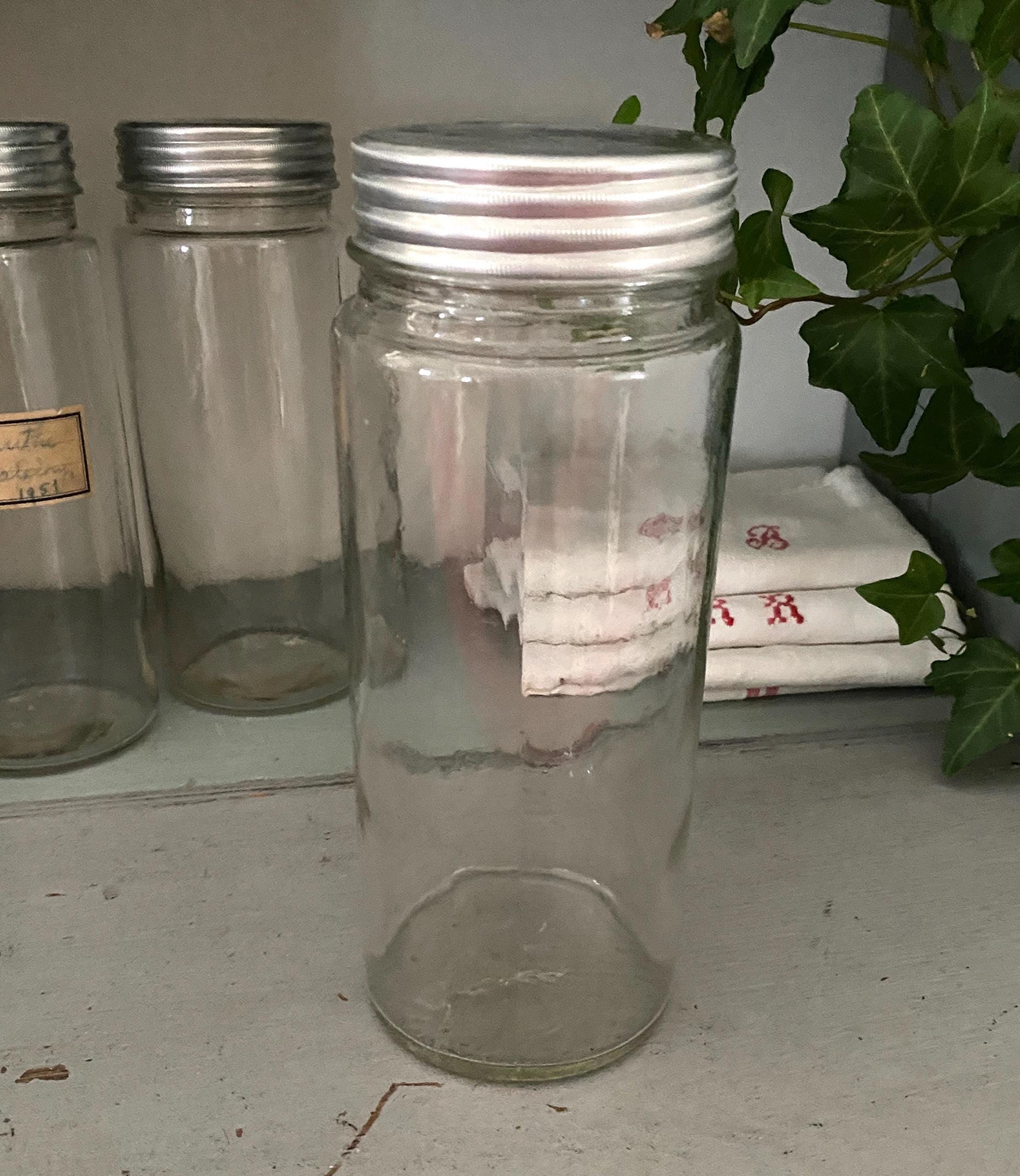 ヴィンテージガラス瓶、アンティーククリア瓶、キッチンジャー