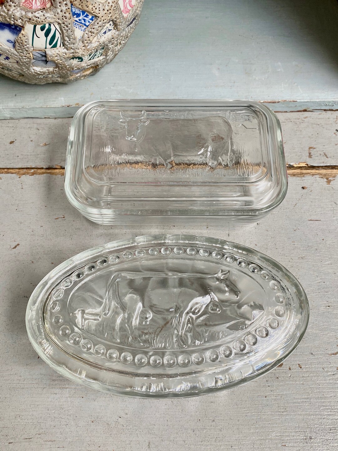 Vintage Glass Butter Dish Box for Butter Arc France Chic Etsy