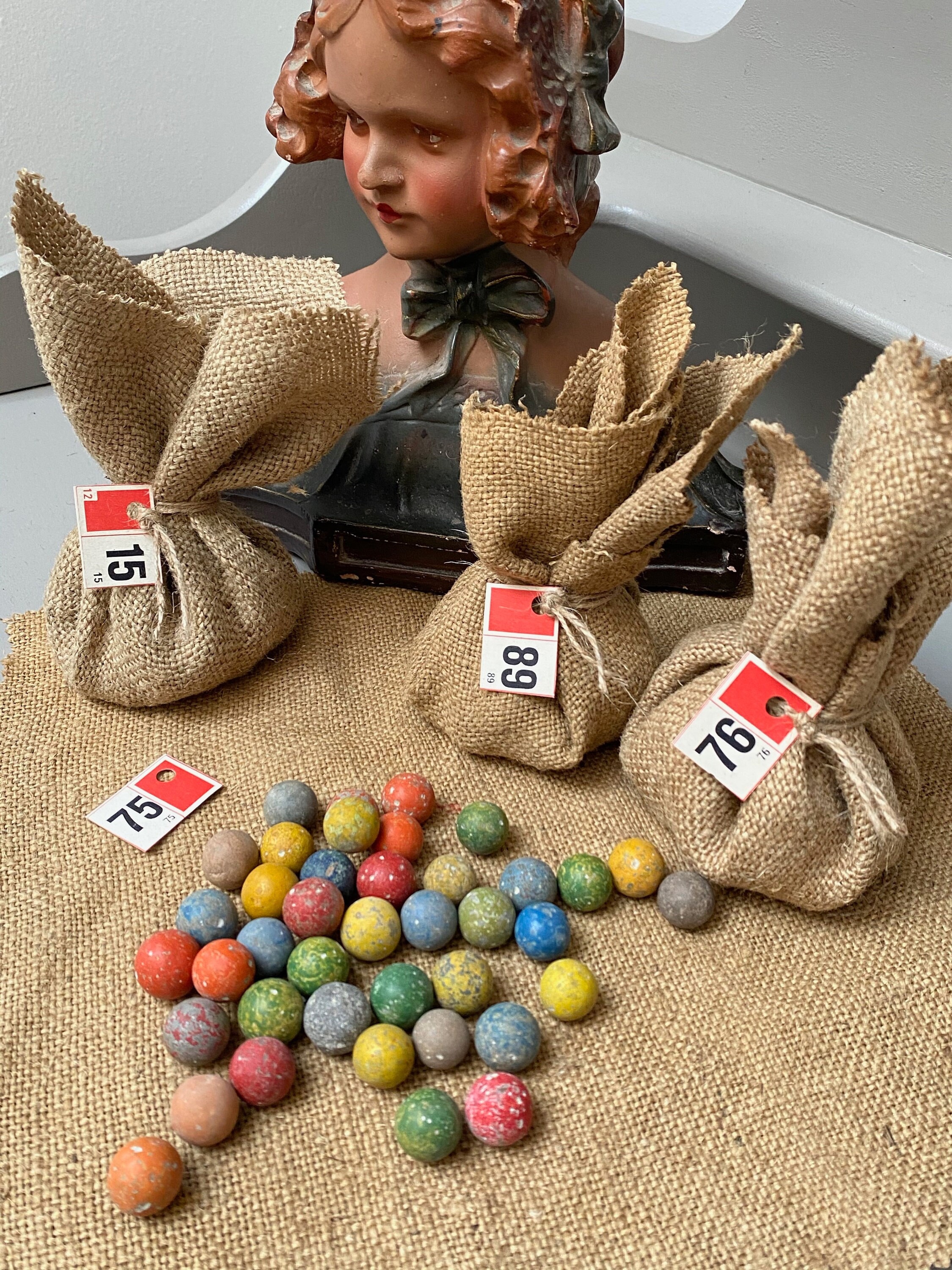 Lot De 50 Anciennes Billes En Terre - Lot N°4, Occasion, Parfaites Pour Collection Ou Déco