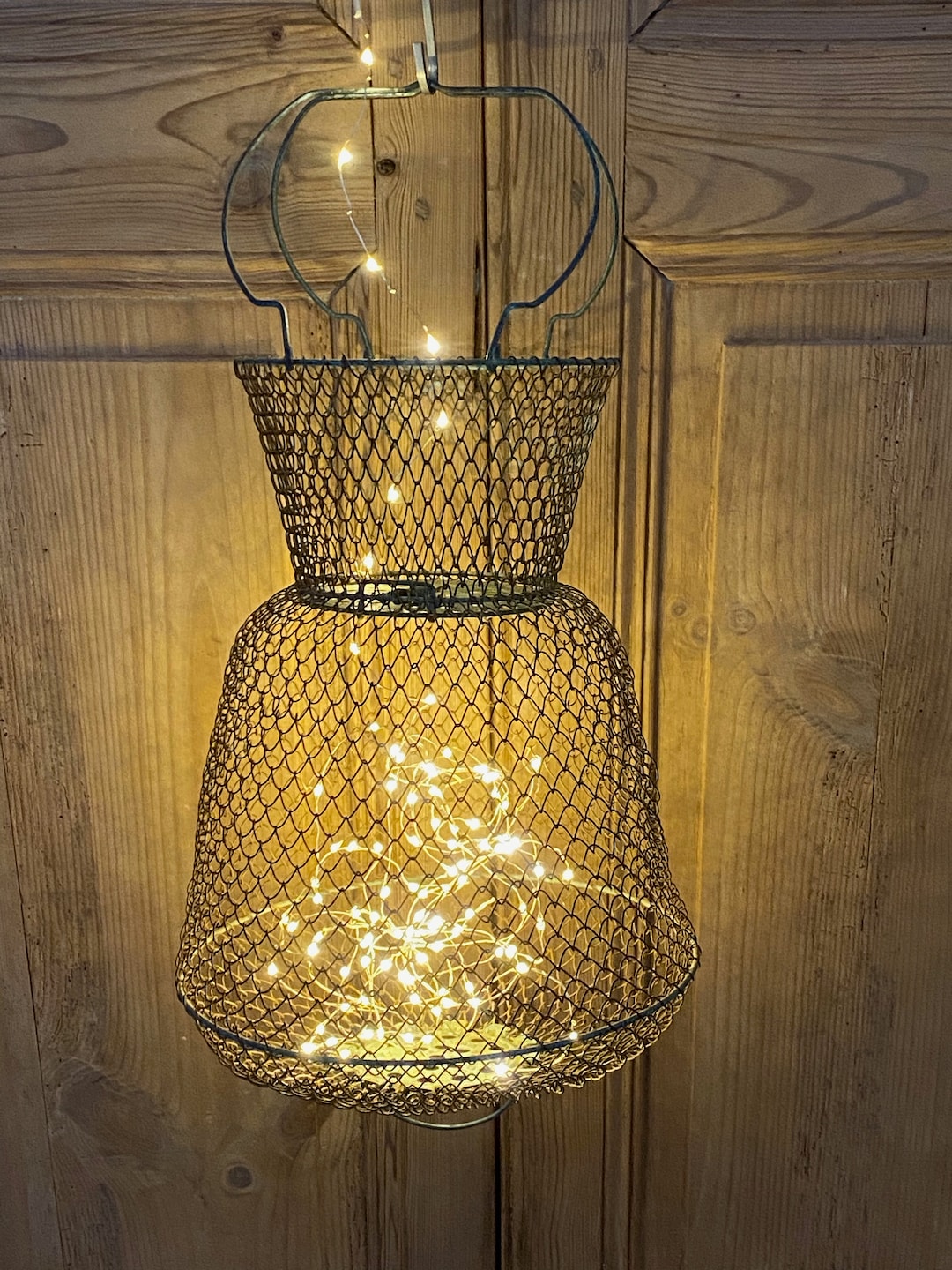 Old Fishing Basket Vintage Basket Metal Wire Basket Chic Etsy