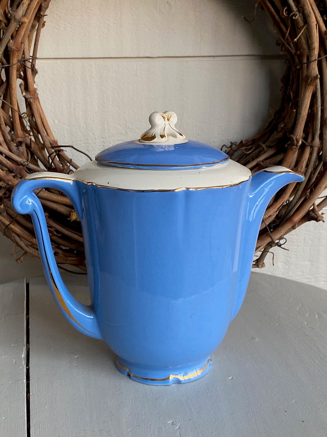 St Amand Tiled Coffee Maker Vintage Blue Coffee Maker Gift Etsy