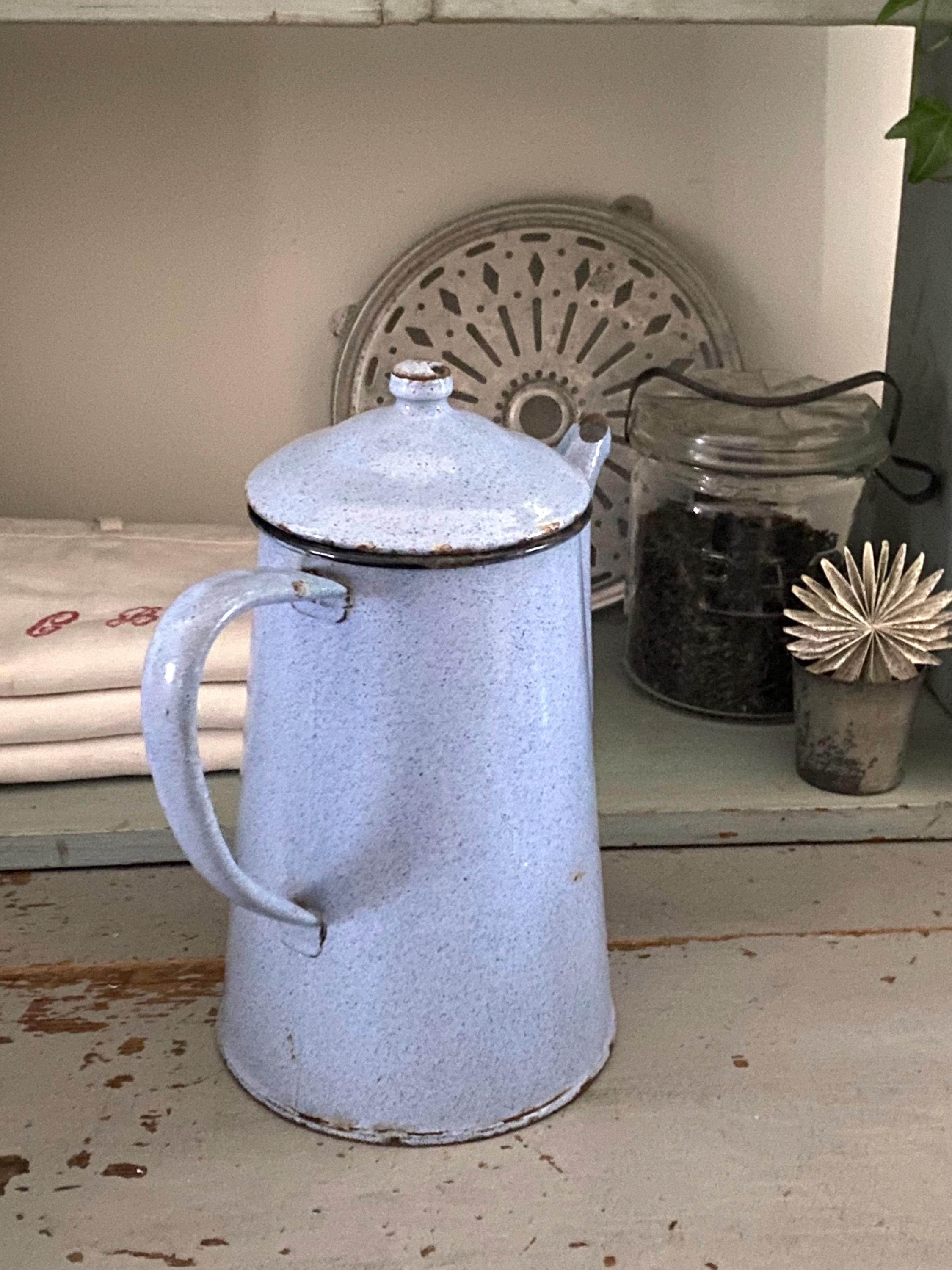 エナメルコーヒーポット、アンティークコーヒーポット、カントリー