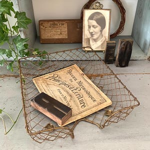 Cesta de correo, cesto de alambre para papel, almacenamiento de oficina vintage