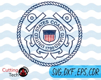 United States Coast Guard Emblem SVG, PNG, and STUDIO3 Cut Files for Silhouette Cameo/Portrait and Cricut Explore DIY Craft Cutters
