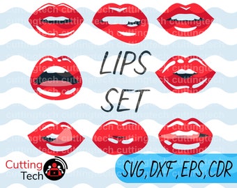 Lips svg - Make Your Own Print Cut Crafts, Shirts, Invitations Cards, Wall Art, Vinyl Decals, Lips Set svg