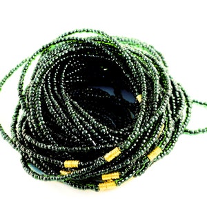 PETROLEUM GREEN /African Waist Beads/Waist Beads / Belly Jewelry/Weighloss Tracker /Belly Beads/waistbeads /Screw Barrel Clasp