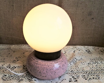 Opaline glass table lamp, ceramic and opaline lamp, opaline ball lamp, vintage table lamp, vintage French lighting, lighting gift idea.