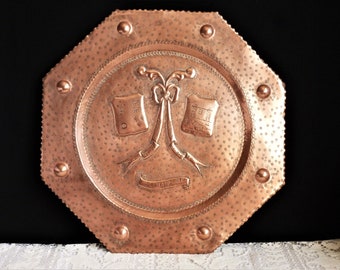 Plateau décoratif en cuivre, 48 cm - 18.90" - plateau cuivre vintage, plateau régional cuivre, plat rond en cuivre, décoration murale cuivre