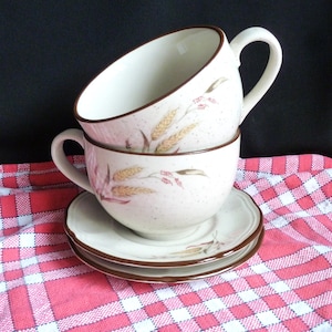 2 large tea, coffee, chocolate cups in enamelled stoneware, breakfast cups, gift cups for two, French country tableware, stoneware tableware
