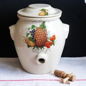 Galheteiro de vinagre em cerâmica de grés, pote de vinagre em grés, decoração de cozinha em grés, cerâmica rústica francesa, presente de cozinha em grés.