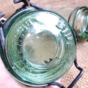 Set van 2 oude groene glazen potten, inmaakpotten, glazen keukencadeaudecor, keukengereihouder, zero waste Frankrijk. afbeelding 8