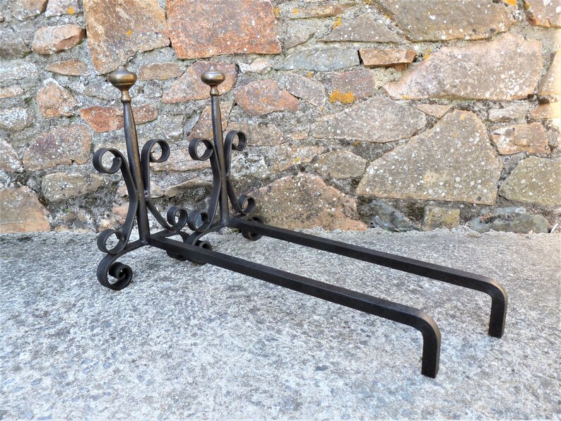 Vintage Fireplace Andirons Fireplace Accessories Wrought Etsy