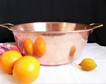 Large copper jam bowl: 1,675 kg- 3.7 Ib, jam pan, vintage French kitchen copper, copper kitchen gift, countryside, french copper gift woman.