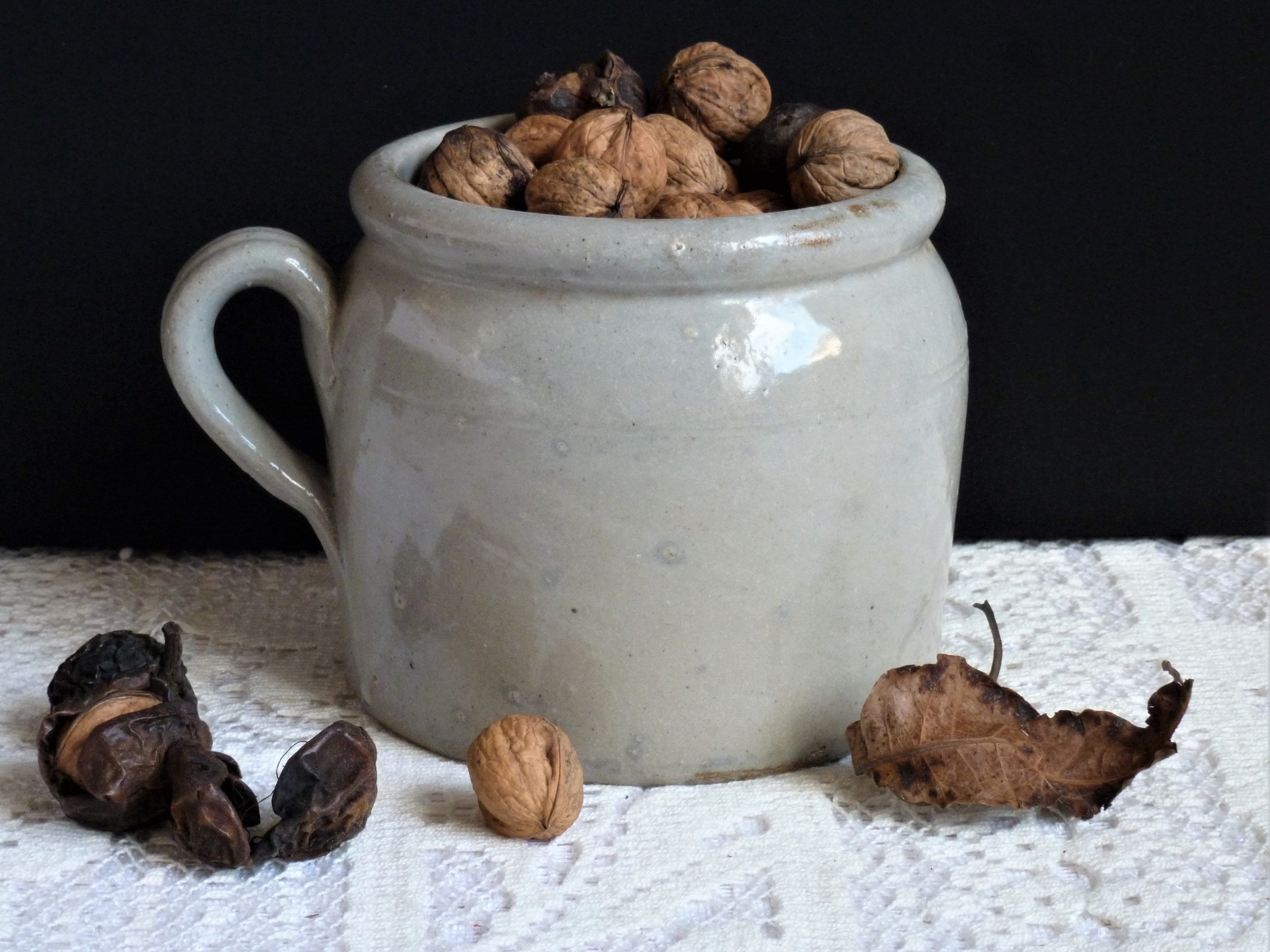 Ancien Pot en Terre Cuite Émaillée Gris, à Rillettes Grès, Jarre Confits, Vintage Déco Campagne, Art