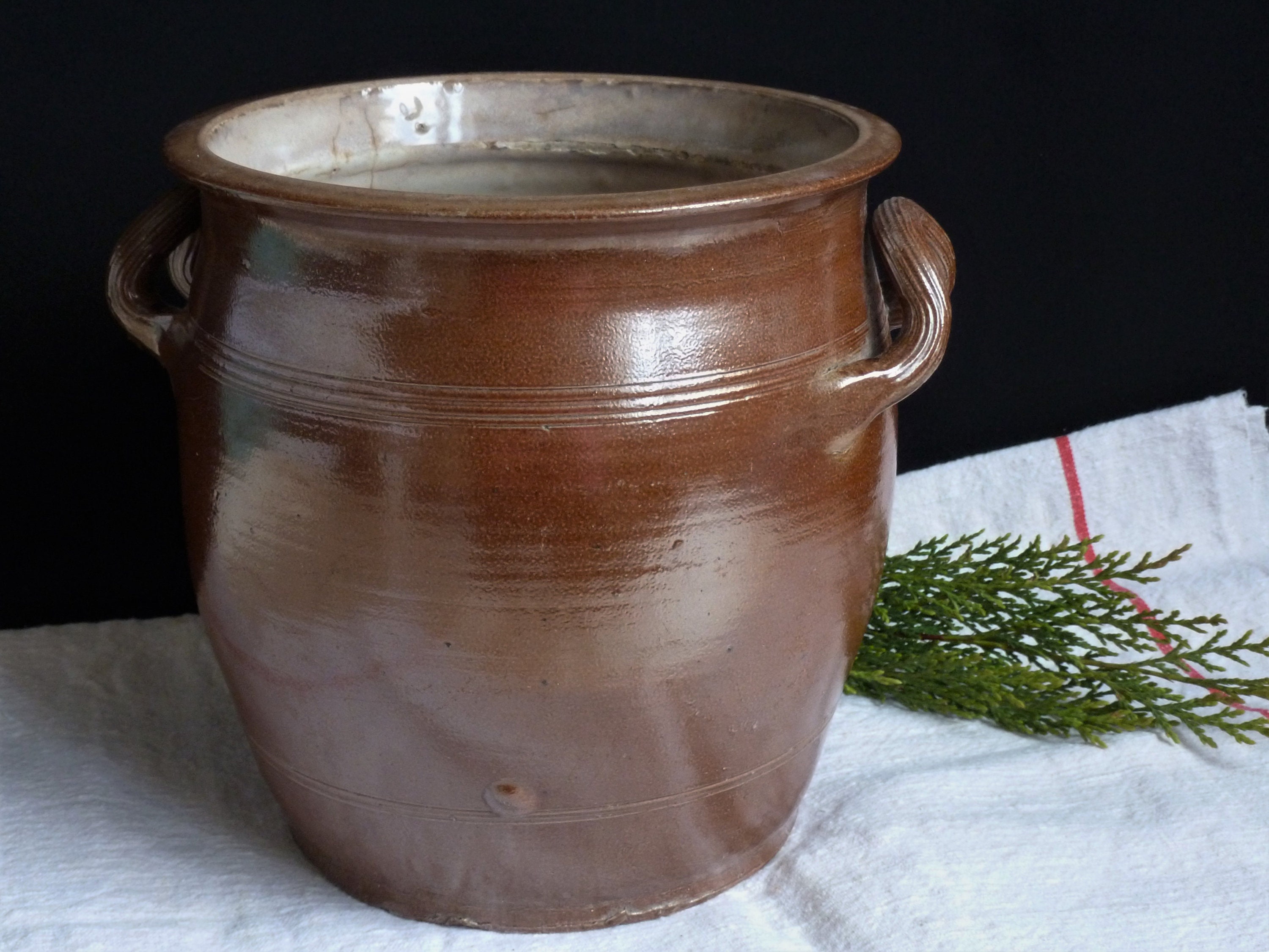 Large Glazed Stoneware Jar Vintage Confit Jar Antique French Etsy