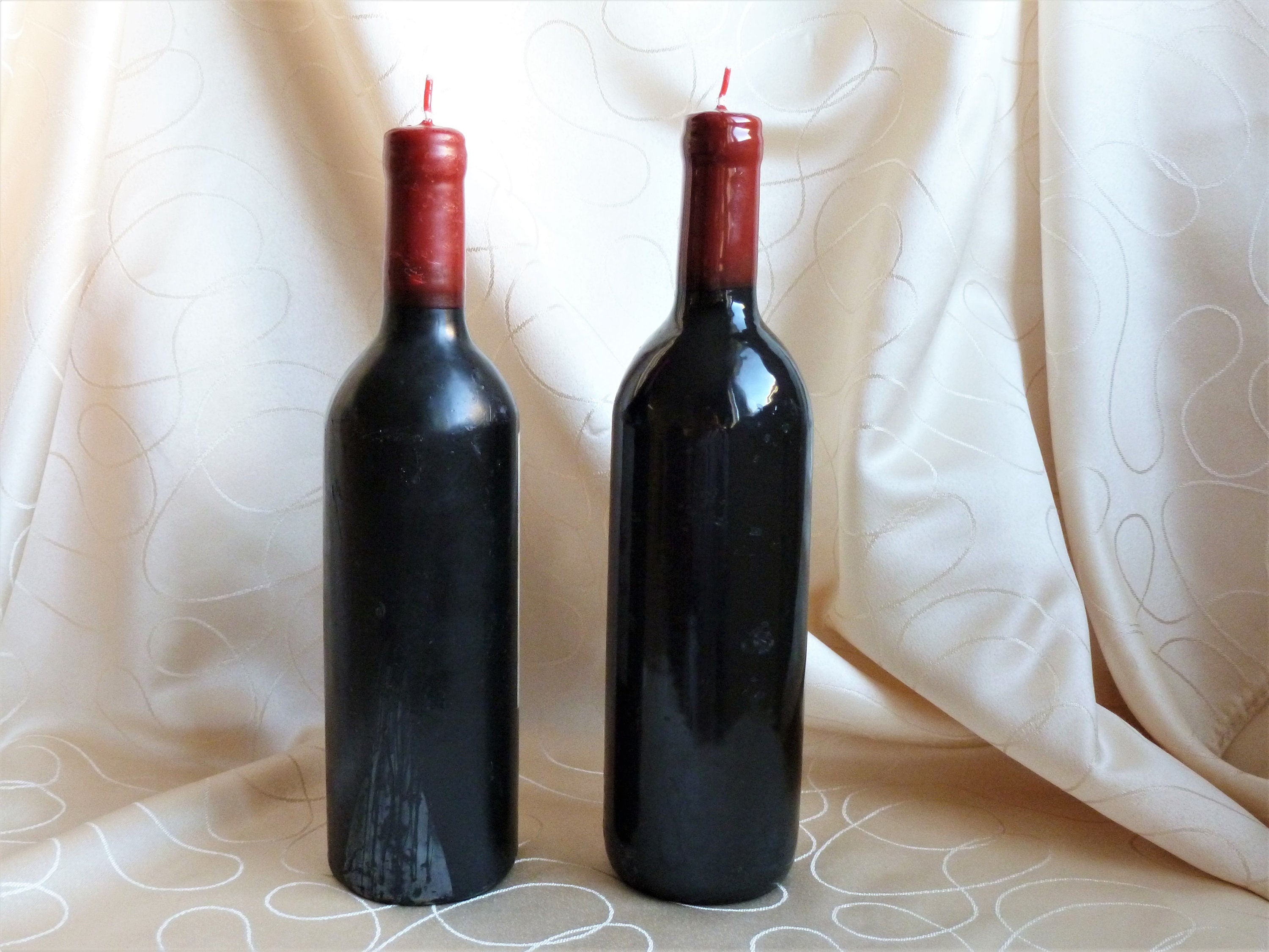 Set of two wine bottles decorative glass bottle wine Etsy