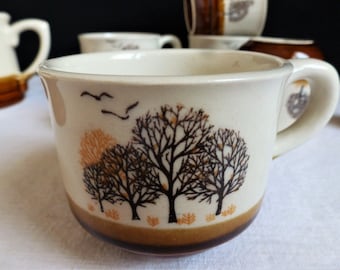 Designer coffee mugs, Old Sarreguemines coffee mugs, espresso coffee mugs, vintage ceramic mugs, French table gift, birthday, housewarming.