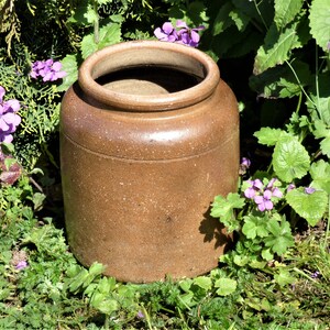 Old terracotta pottery, stoneware jug, vintage stoneware jar, candied jar, country kitchen decor, French house gift, French home decor. image 4