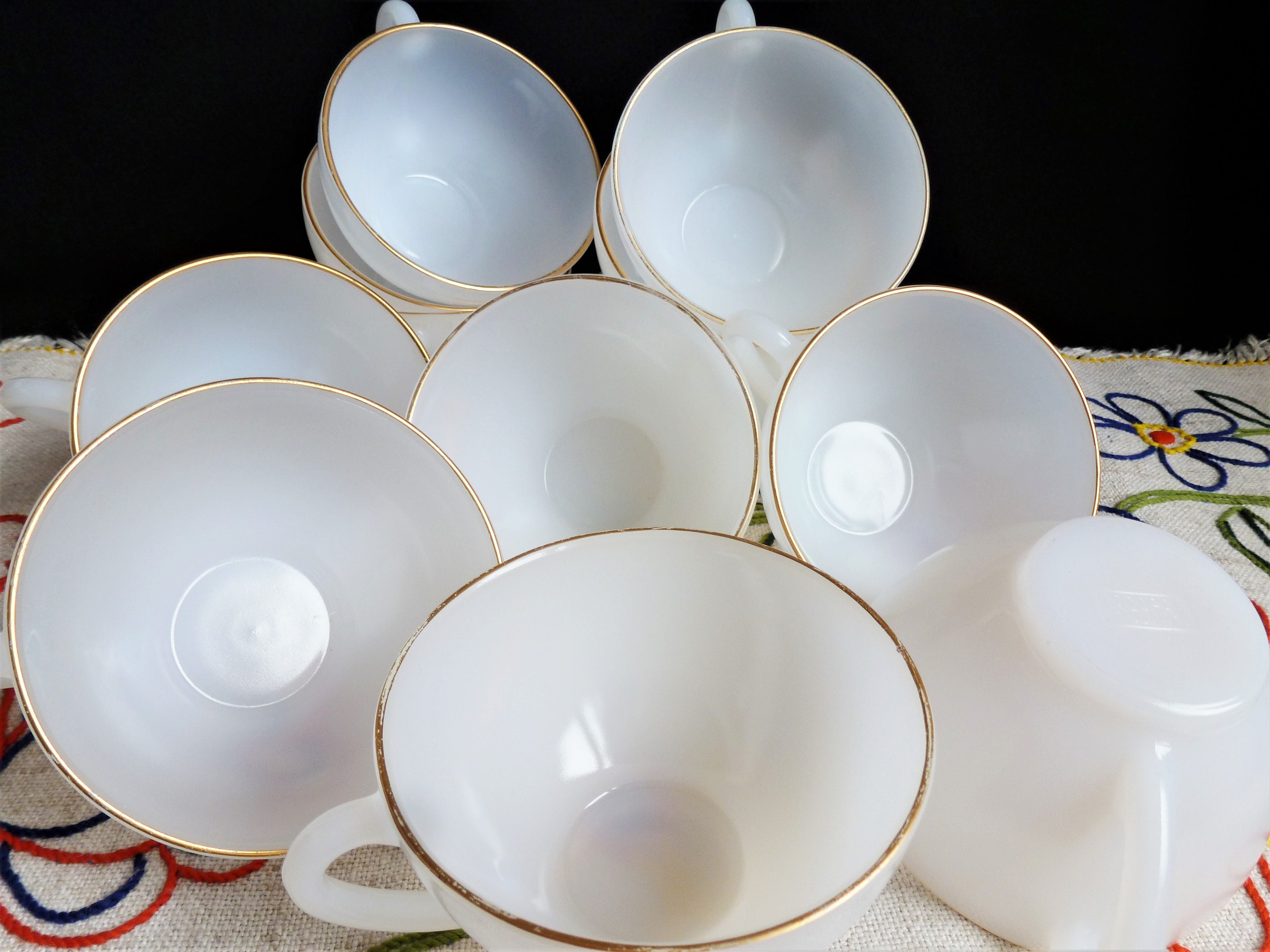 xxl Tasses Arcopal Arlequin, Grandes à Thé Extra-Larges Service Café Arcopal, Vintage Arcopal.