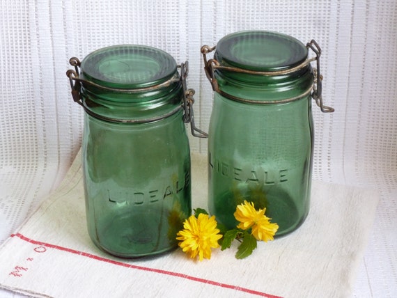 Old Glass Jars Storage Jar Vintage Kitchen Utensil Vintage Etsy