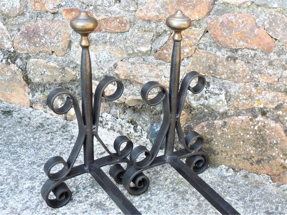 Vintage Fireplace Andirons Fireplace Accessories Wrought Etsy