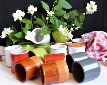 Set of 4 ceramic yogurt pots, &quot;la fermière&quot; pots, small jam and marmalade pots, small bathroom pot storage, Small decorative stoneware pots.
