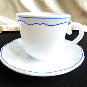 Arcopal opaline coffee set, 6 Arcopal opaline cups and saucers, 1960s coffee cups, gift of French vintage tableware.