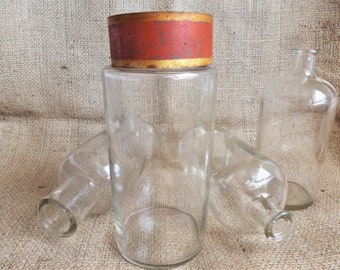Old pharmacy bottles, apothecary bottles, cabinet of curiosities, old apothecary bottles, glass made in France, French country kitchen decor