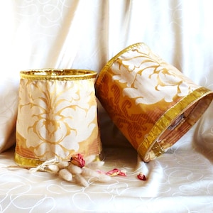 Set of 2 handmade fabric lampshades for lamps, 2 hand-sewn lampshades, warm decoration for lamps, romantic living room atmosphere.
