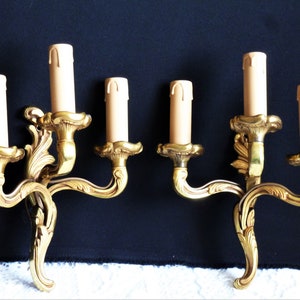 Pair of Lucien Gau bronze wall lights, bronze light fixture, wall light fixture, vintage wall light, vintage home light fixture, gift home.