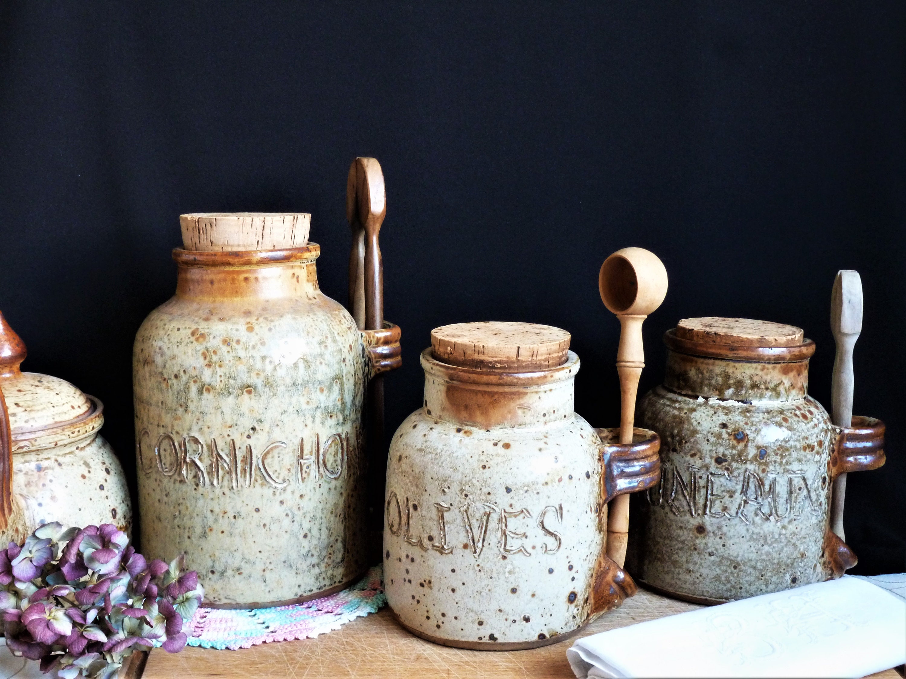 Pots de rangement de cuisine en grès céramique, grand bocal à