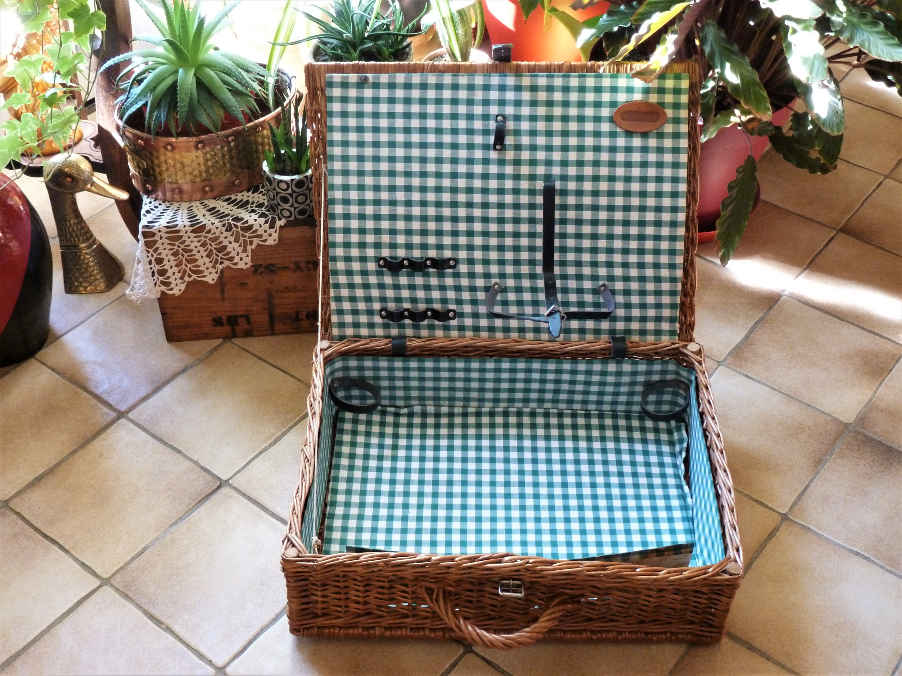 Panier de Pique-Nique Osier, Panier Osier Tressé, Rangement en Vintage, Déco Maison Campagne, Cadeau