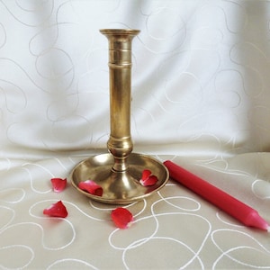 Old brass candlestick, vintage country light fixture, centerpiece decor lighting, romantic light, retro lighting, brass birthday gift idea.
