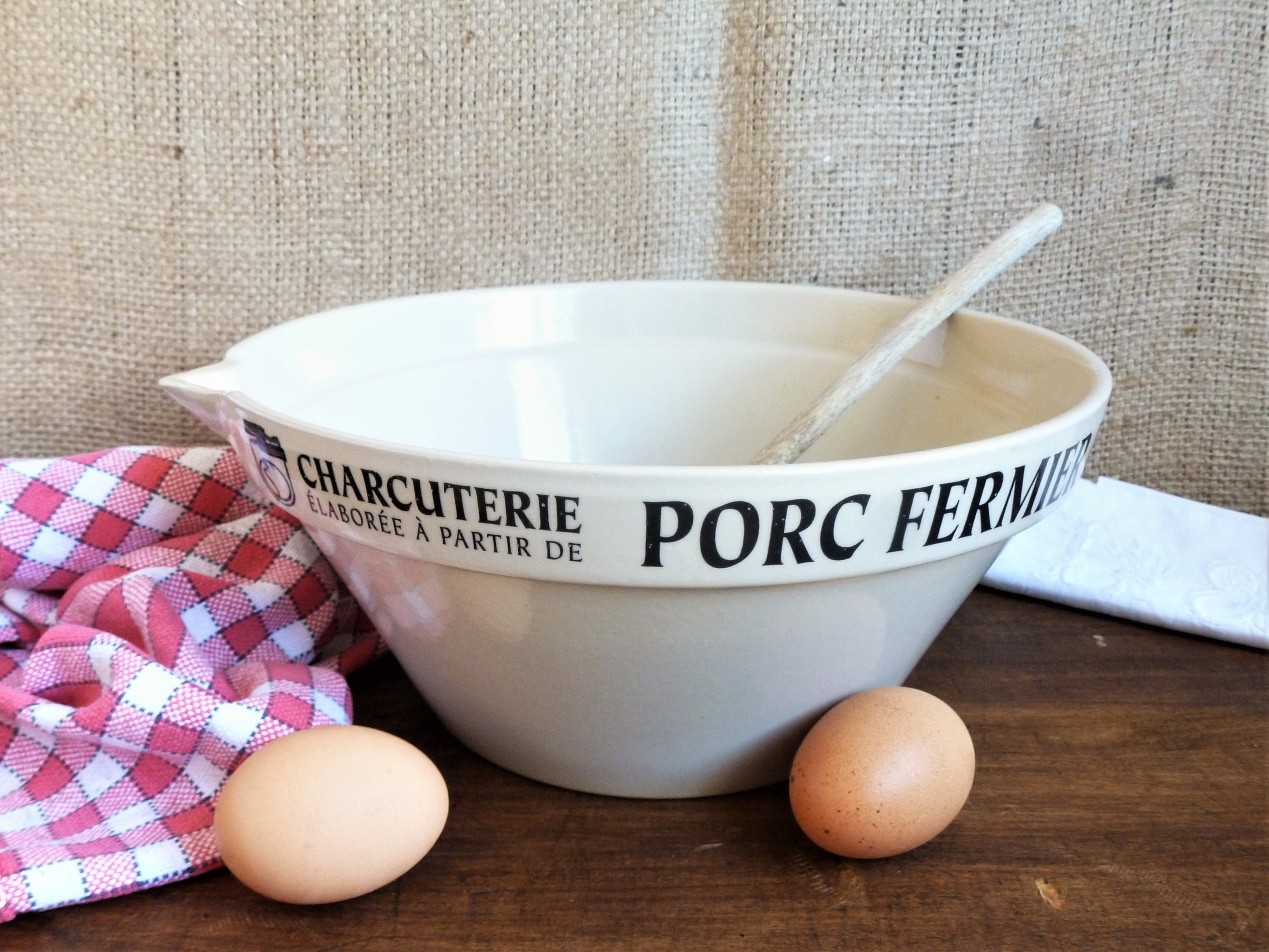 Large Regional Sandstone Ceramic Salad Bowl, Large Sandstone