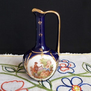 Cobalt blue Limoges porcelain soliflore, cobalt vase, flower vases, Limoges porcelain blue vase, France pottery, Gift her, French home decor