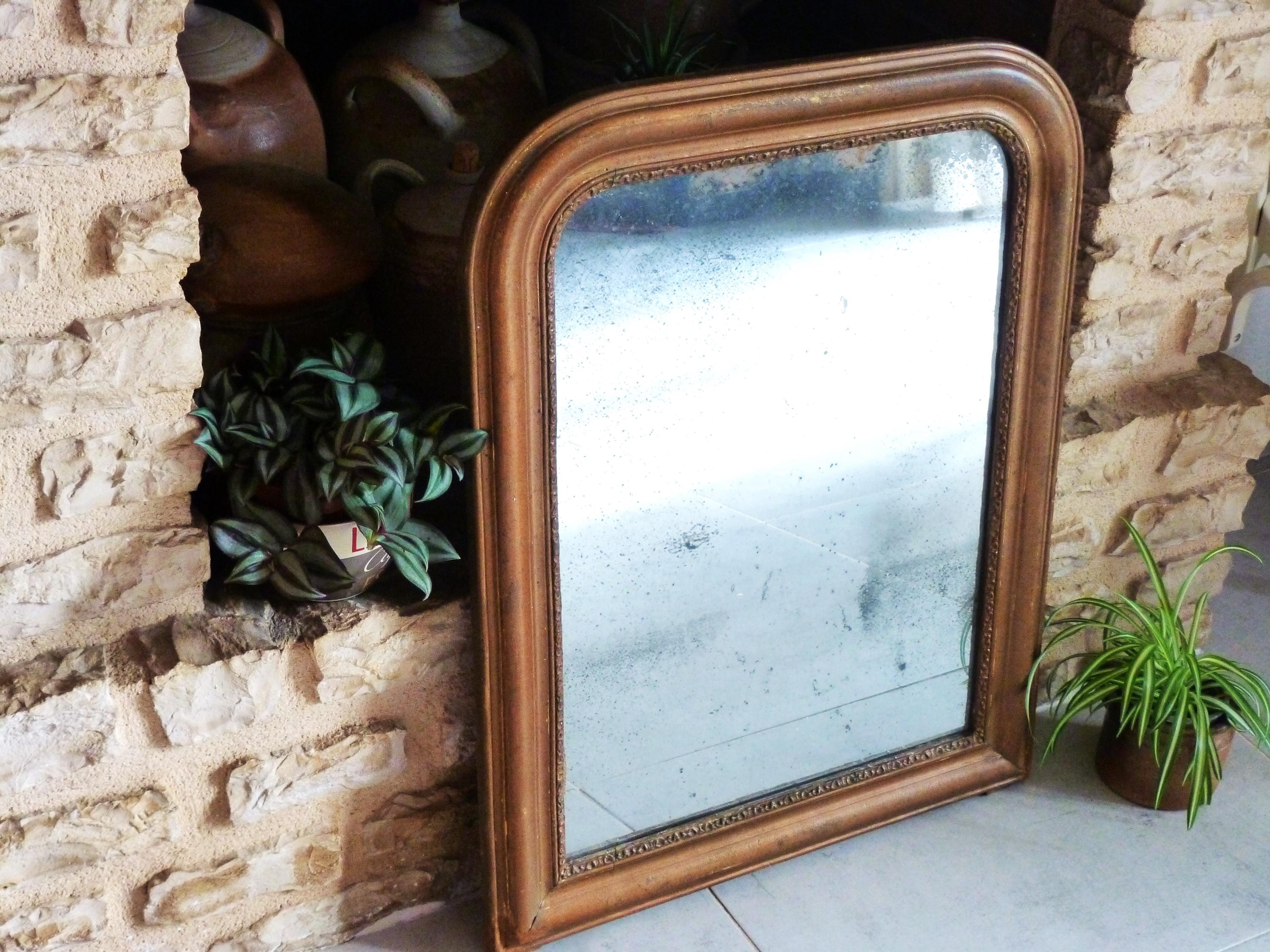 フランスアンティーク　ルイフィリップ　ミラー Antique Louis Philippe Mirror 71 X 56.5 Cm/28 X 22.24