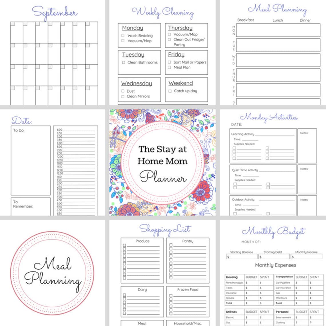 Stay At Home Mom Planner Etsy