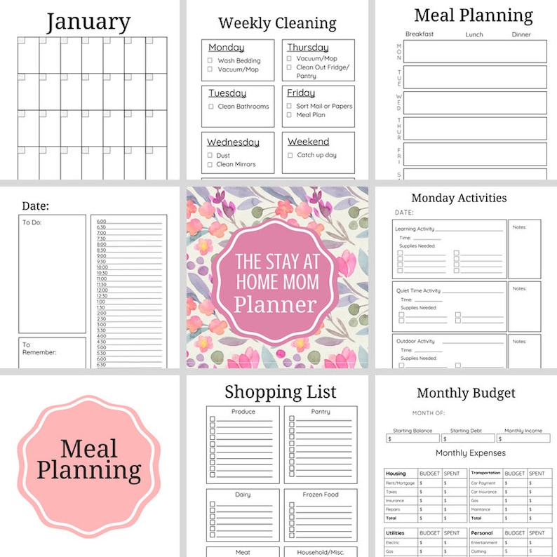Stay At Home Mom Planner Design Two Etsy