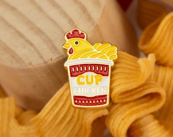 Chicken Cup Noodle Enamel Pin - Cosy, comfort food for the soul