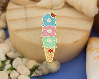 Tako Ice Cream Enamel Pin – Kawaii octopus ice cream stack