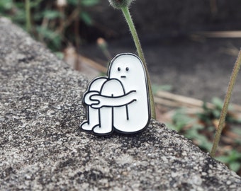 Quiet Enamel Pin – Me time | Gifts for introverts | Monochrome design | Black and White Pins | Minimalist