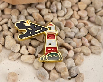 Enchanting Night Lighthouse Enamel Pin – Guiding Light | Travel and Wanderlust series | Gift ideas for adventure seekers and travelers