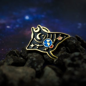 Space Manta Ray Enamel Pin Gliding through the cosmos Cosmic collection image 2