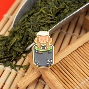 Matcha Monkey Enamel Pin – Relax and sip some matcha | Japanese street food
