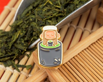 Matcha Monkey Enamel Pin – Relax and sip some matcha | Japanese street food